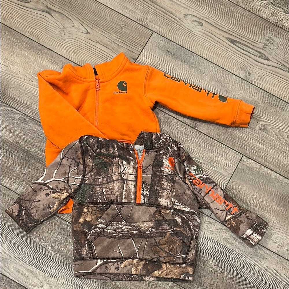 Carhartt Infant Orange and Camo Hoodies
